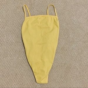 Ribbed square-neck bodysuit